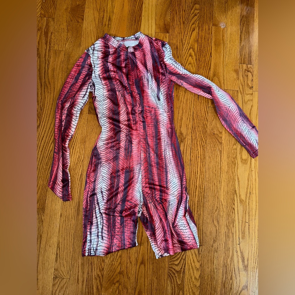 Red and White Patterned Romper